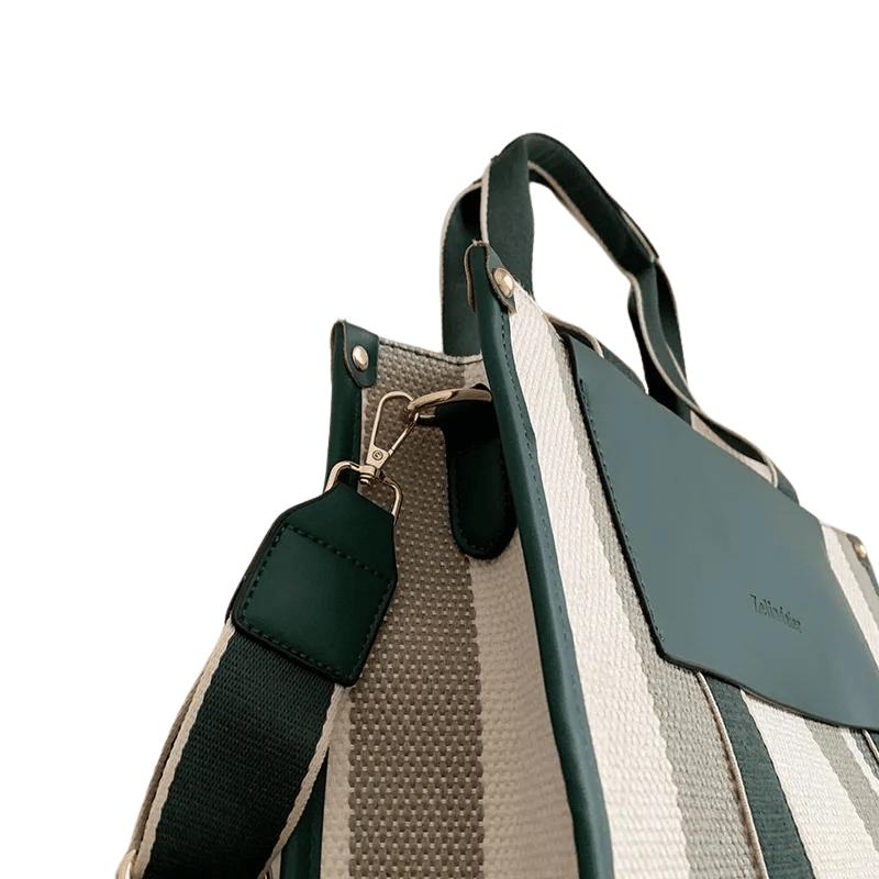 Bolsas de Tecido de Lona Luxo Listrada Verde com Branco - Vilumagazine