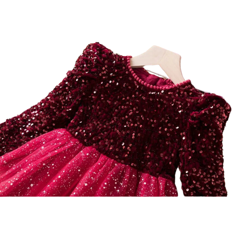 Vestido de Festa Infantil Lantejoulas Vermelho - Vilumagazine