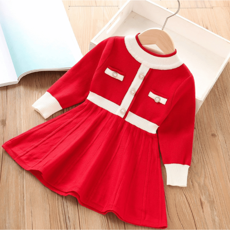 Vestido Infantil de Tricô com Mangas Longas - Vilumagazine