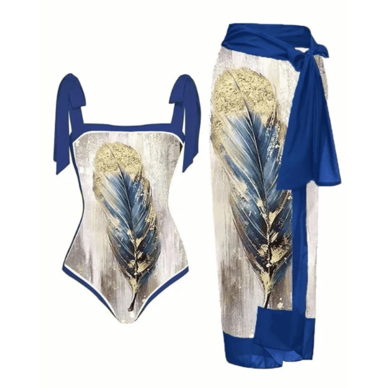 Conjunto de Maiô e Saída de Praia Moda Verão - Azul Royal - Vilumagazine