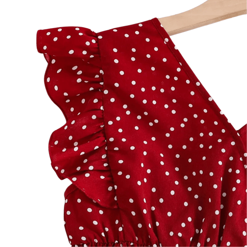 Vestido Infantil Clássico com Poás Vermelho - Vilumagazine