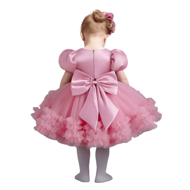 Vestido de Festa Infantil Laço Fofo Rosa - Vilumagazine