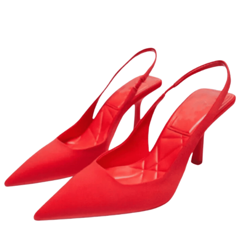 Sapatos Femininos de Salto Alto com Ponta Fina - Vermelho - Vilumagazine