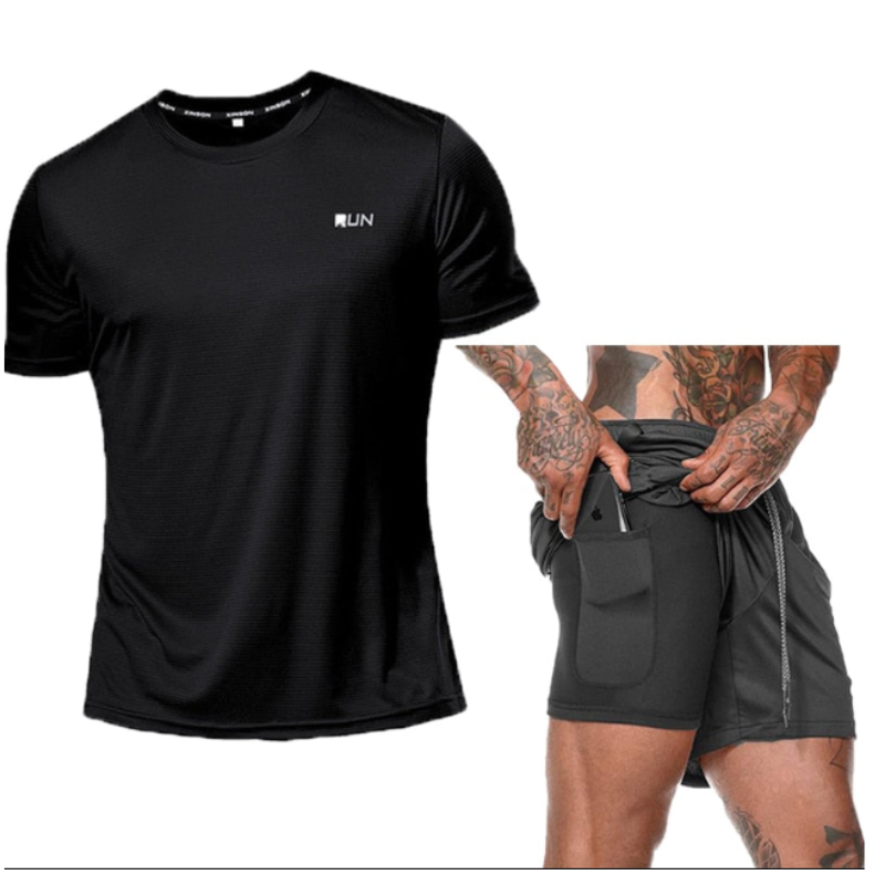 Conjunto de Treino Masculino - Preto e cinza - Vilumagazine