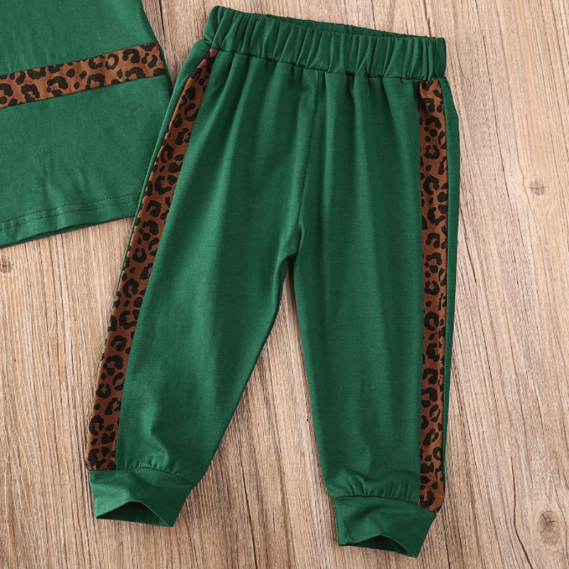 Conjunto Infantil de Algodão 2 Peças Estampa Leopardo Verde - Vilumagazine