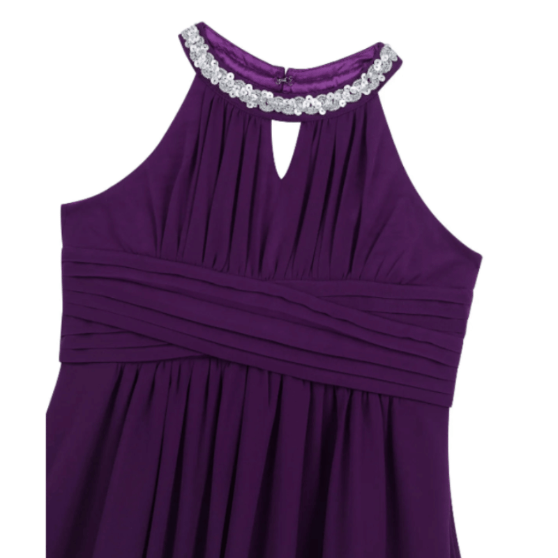 Vestido de Festa Longo de Chiffon Para Adolescentes Roxo - Vilumagazine