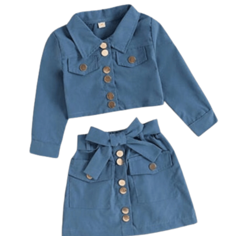 Conjunto Infantil Meninas Saia e Jaqueta Azul - Vilumagazine