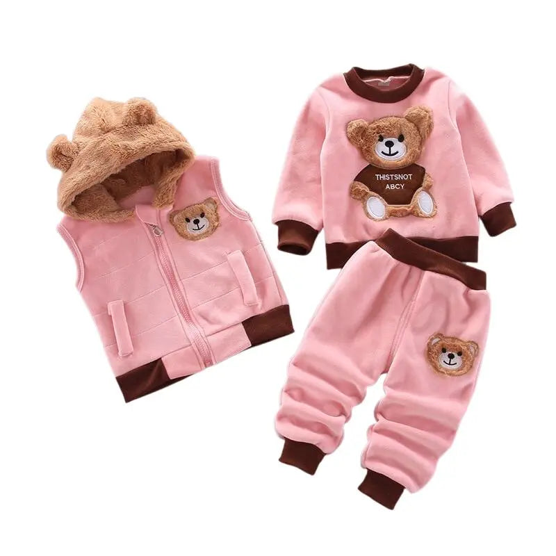 Conjunto Infantil de Jaqueta, Colete e Calça Inverno Rosa - Vilumagazine