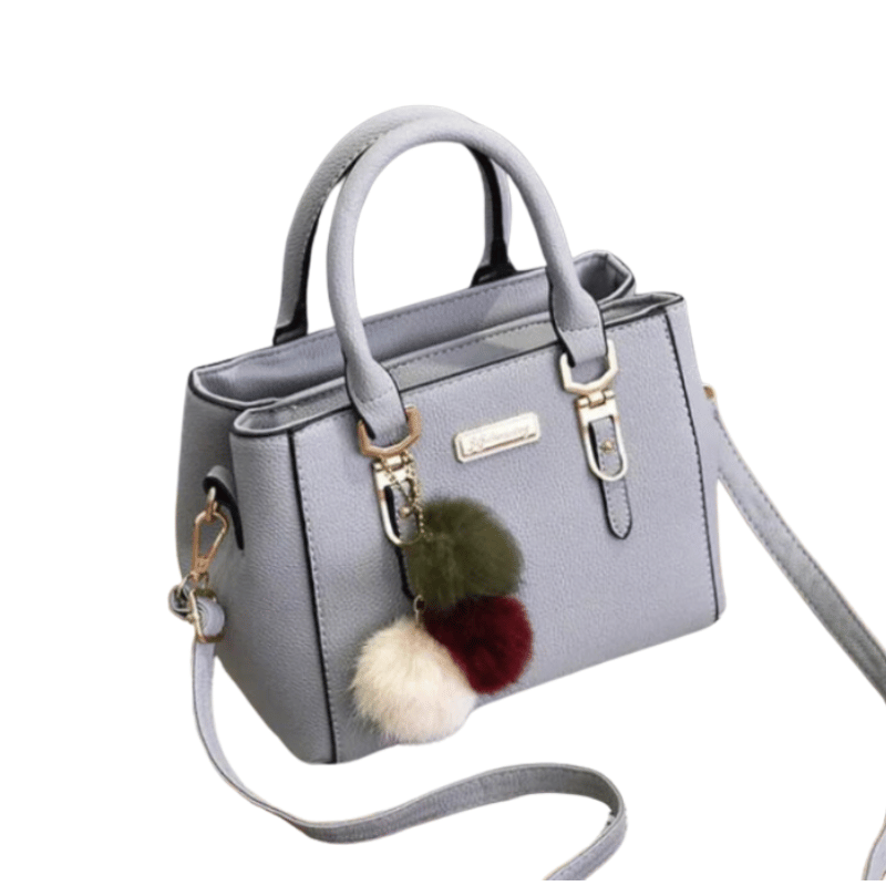 Bolsa Feminina Pingente Pompom Cinza Claro-Vilumagazine