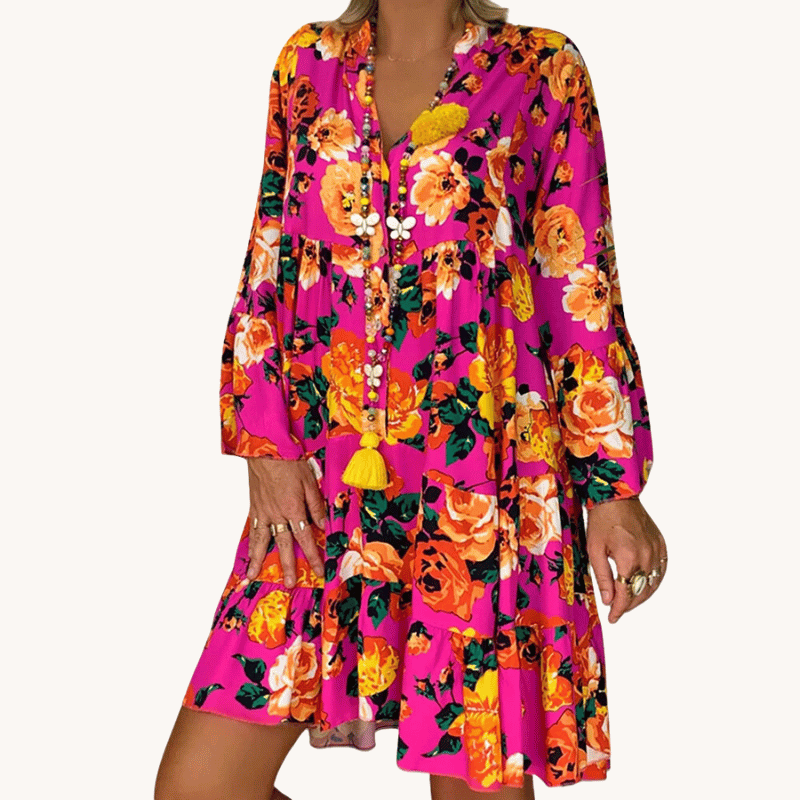 Vestido Plus Size Floral Fúcsia - Vilumagazine