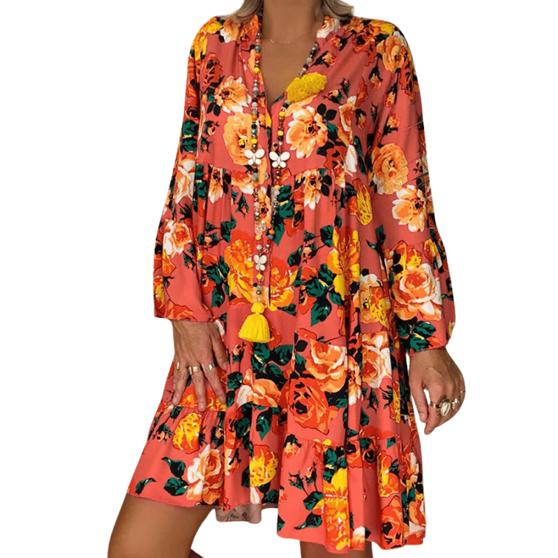 Vestido Plus Size Floral Laranja - Vilumagazine