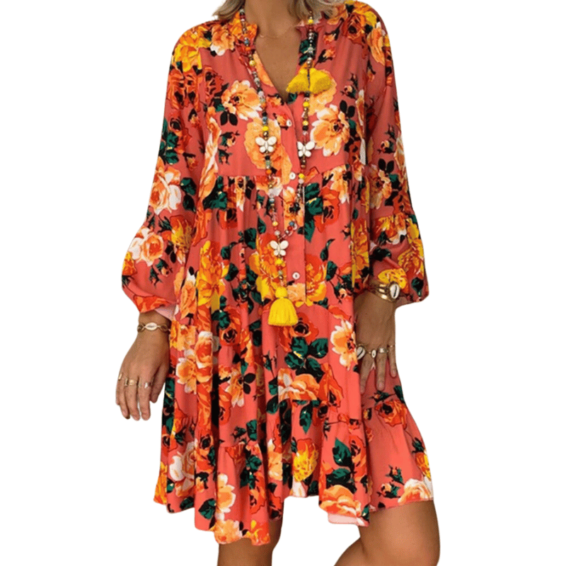 Vestido Plus Size Floral Laranja - Vilumagazine