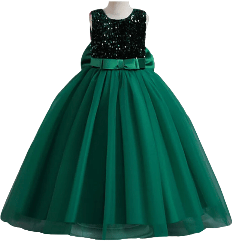 Vestido Longo de Festa Para Adolescentes com Lantejoulas Verde - Vilumagazine