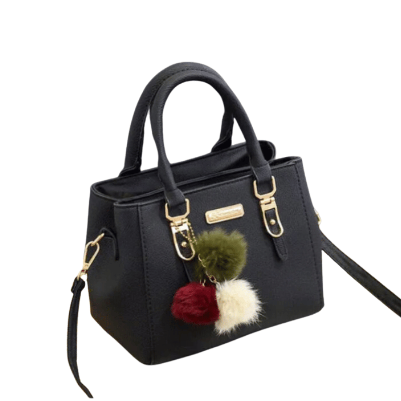 Bolsa Feminina Pingente Pompom Preta-Vilumagazine