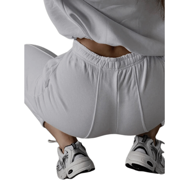 Conjunto de Moletom Feminino de Duas Peças Confortável Branco - Vilumagazine