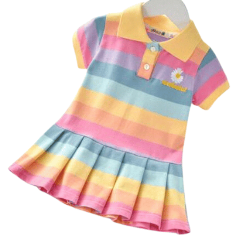 Vestido Infantil Arco-Íris Listrado 2 - Vilumagazine