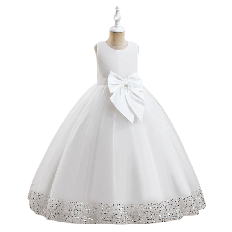 Vestido de Princesa Fofinho com Lantejoulas Branco - Vilumagazine