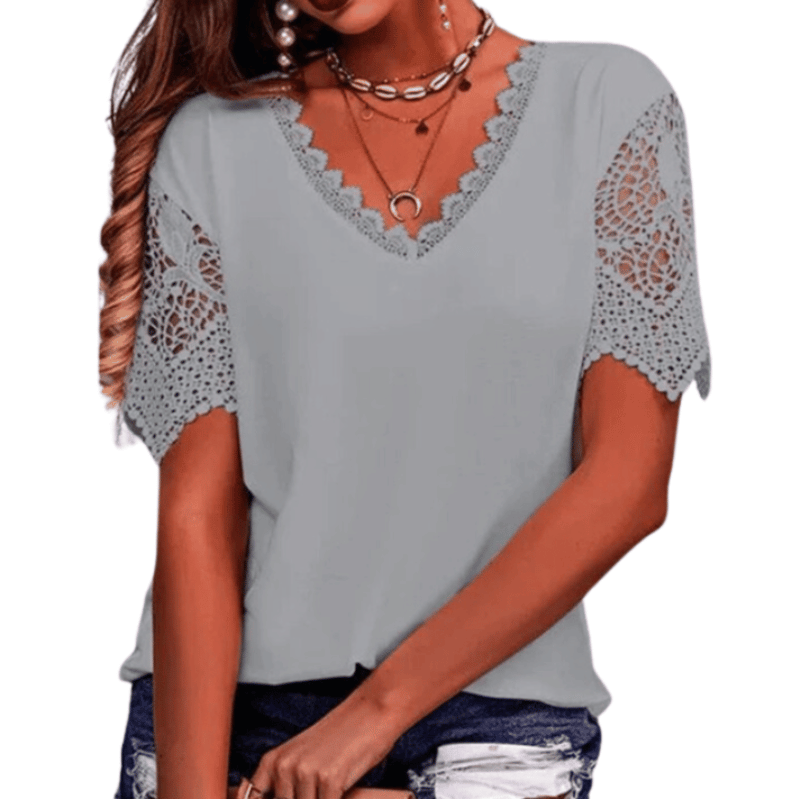 Camiseta Feminina com Renda Branco - Vilumagazine