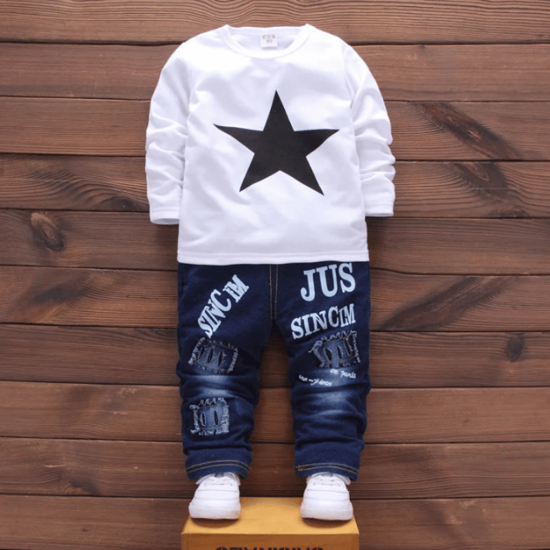 Conjunto de Jaqueta, Camiseta e Calça Infantil Estrelas - Vilumagzine