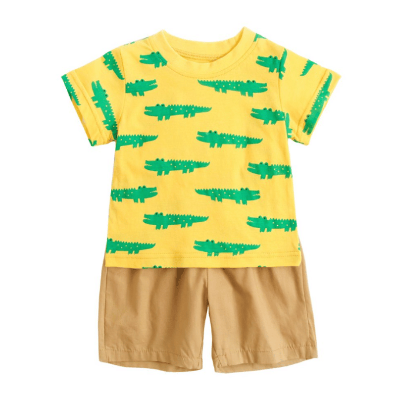 Conjunto Verão Infantil Amarelo e Marrom- Vilumagazine