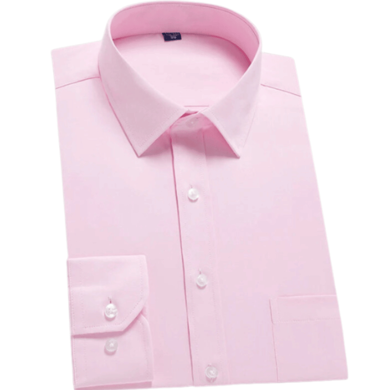 Camisa Social Masculina de Manga Longa Básica Rosa -Vilumagazine