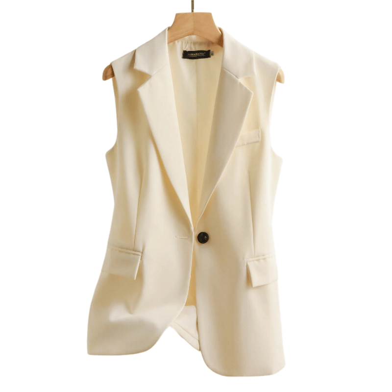 Blazer Sem Mangas Feminino Versátil Creme - Vilumagazine