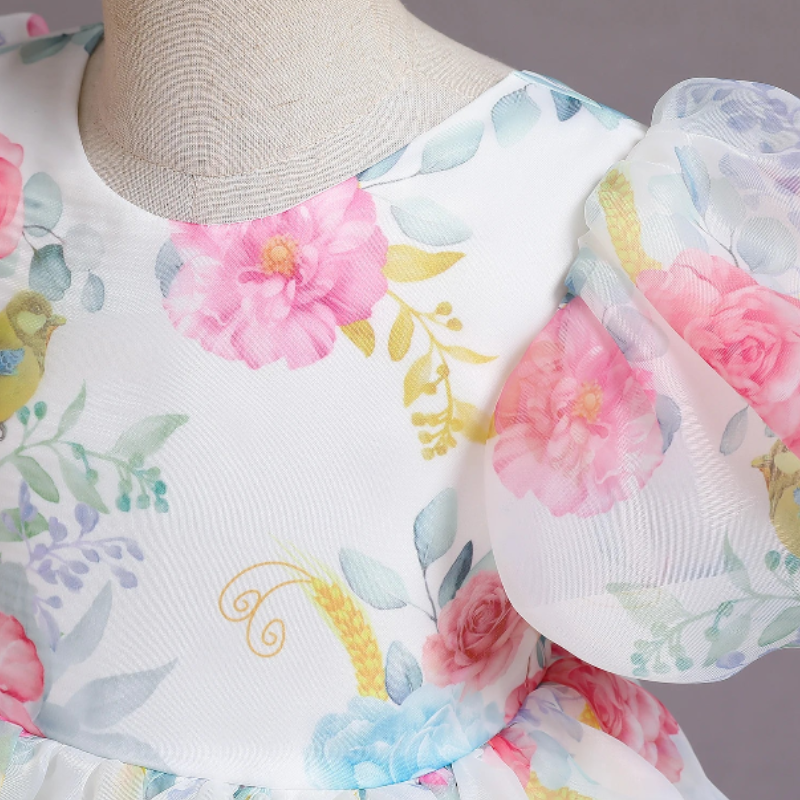 Vestido Fofo Infantil de Tule Florido - Vilumagazine