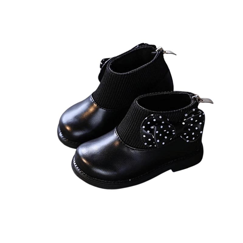 Bota Infantil Para Meninas com Laço Preta - Vilumagazine