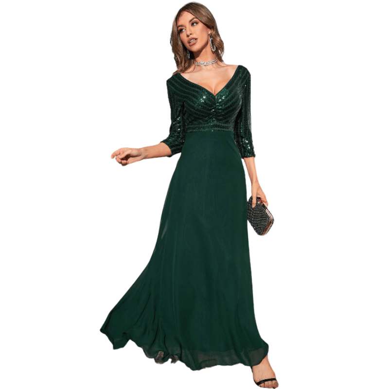 Vestido com Lantejoulas e Chiffon Para Festa Vinho - Vilumagazine