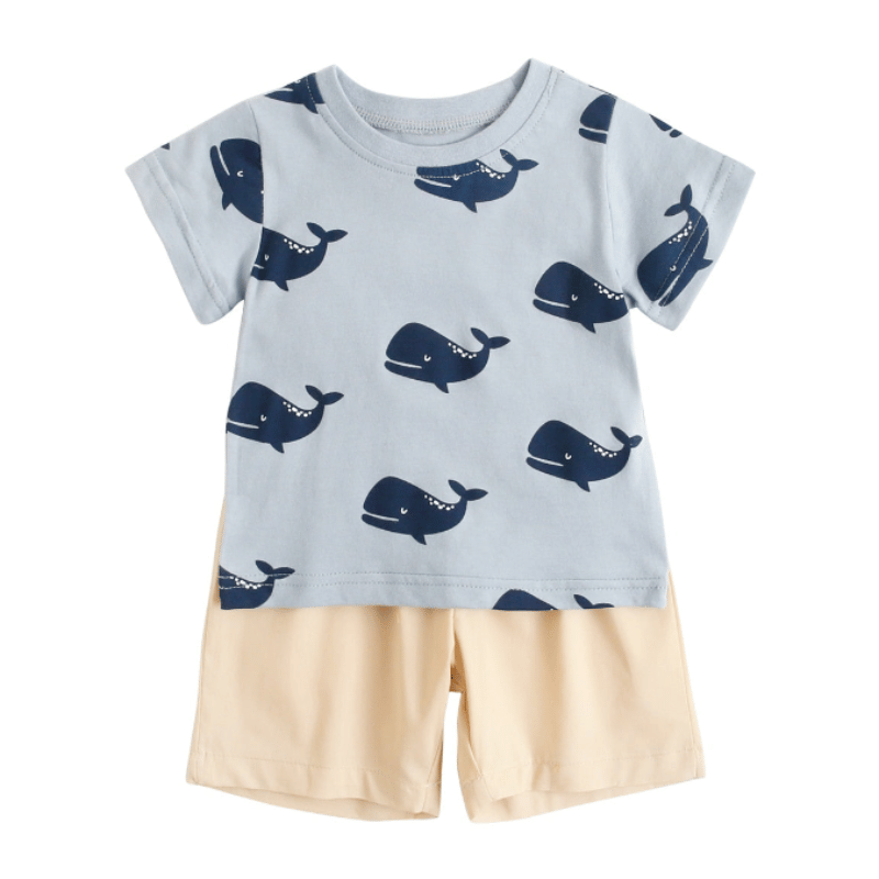 Conjunto Verão Infantil Azul e Branco- Vilumagazine