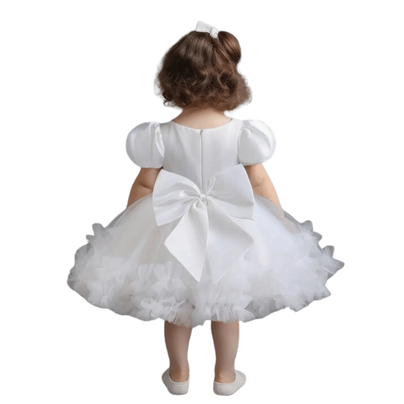 Vestido de Festa Infantil Laço Fofo Branco - Vilumagazine