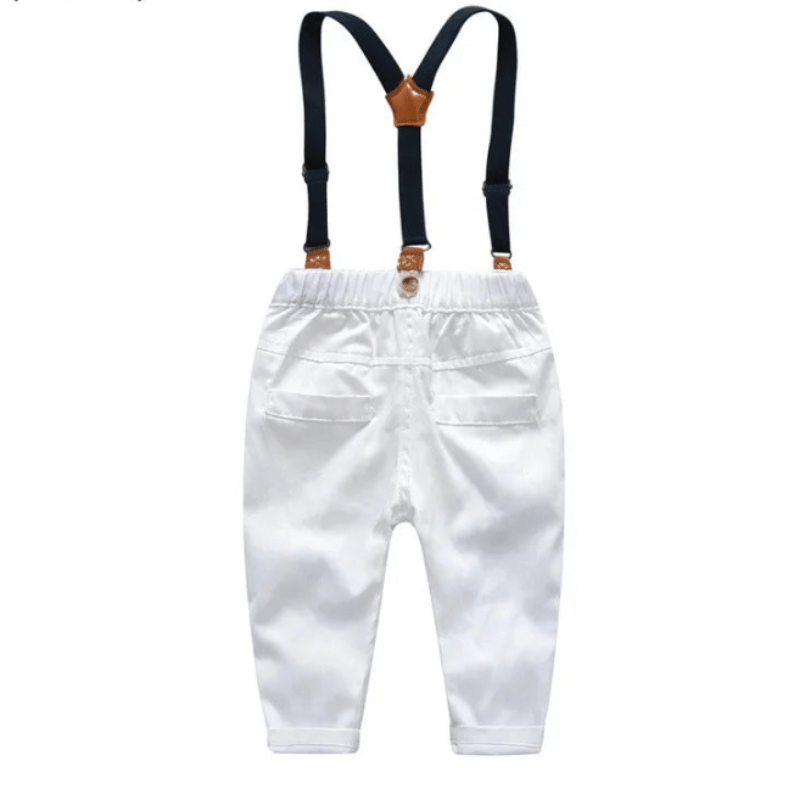 Conjunto Elegante Para Meninos com Suspensórios Branco - Vilumagazine