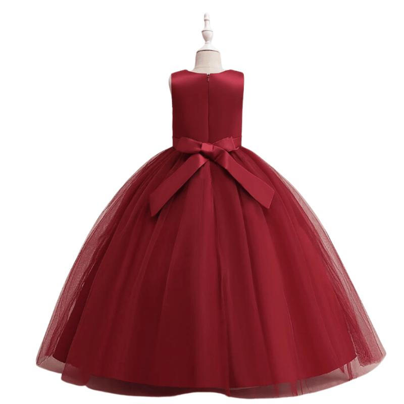 Vestido de Festa Infantil Com Bordado de Renda Vermelho - Vilumagazine