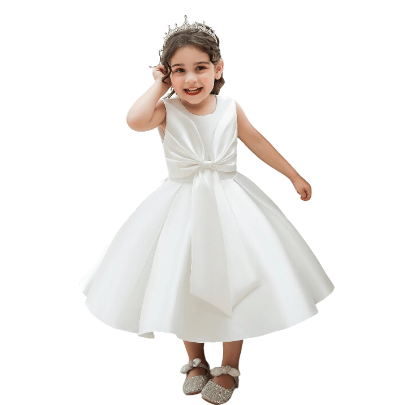 Vestido de Princesa Para Festa Grande Laço Branco - Vilumagazine