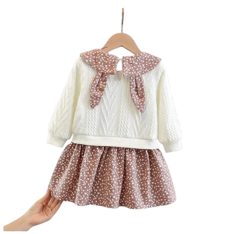 Vestido Infantil Floral Manga Longa Rosa - Vilumagazine