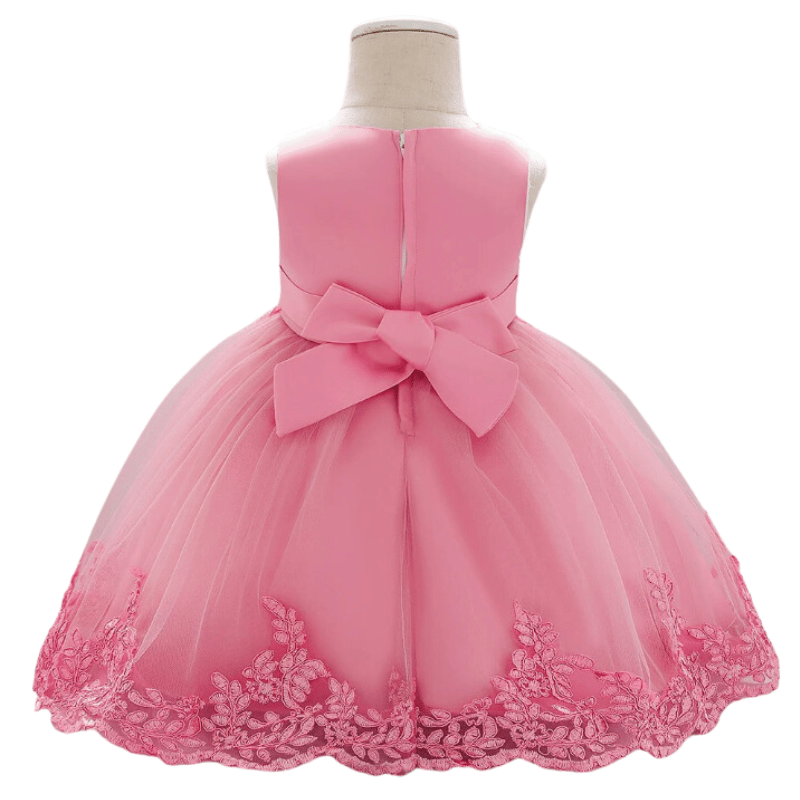 Vestido de Festa Para Bebê Flores de Renda Rosa - Vilumagazine