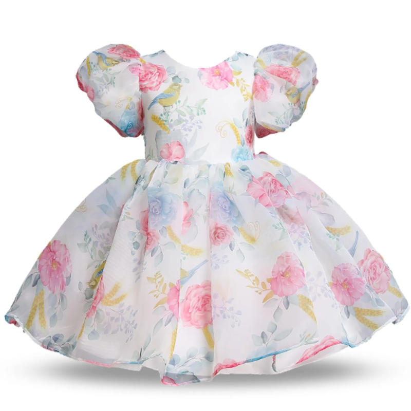 Vestido Fofo Infantil de Tule Florido - Vilumagazine