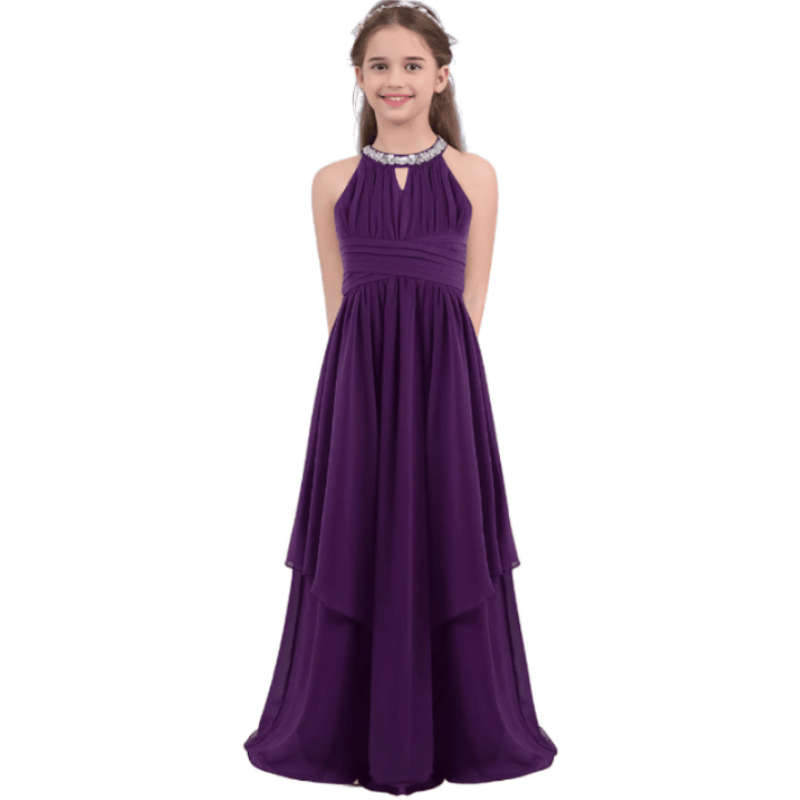 Vestido de Festa Longo de Chiffon Para Adolescentes Roxo - Vilumagazine