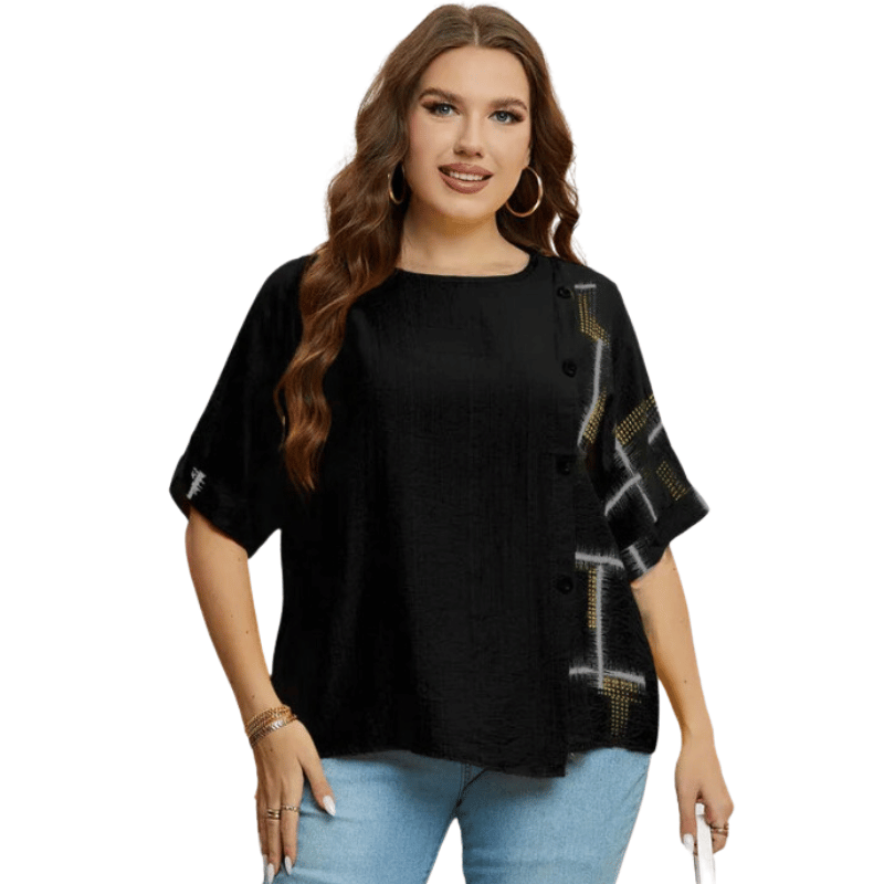 Camiseta VerãoEstilo Casual Plus Size - Amarela - Vilumagazine