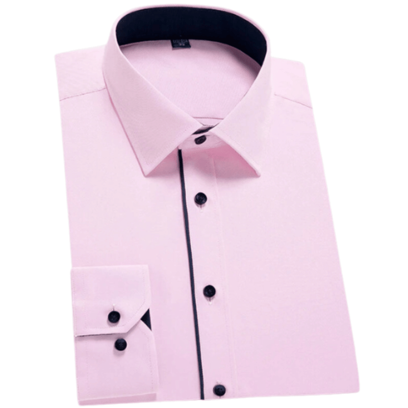 Camisa Social Masculina de Manga Longa Básica Rosa 2 -Vilumagazine