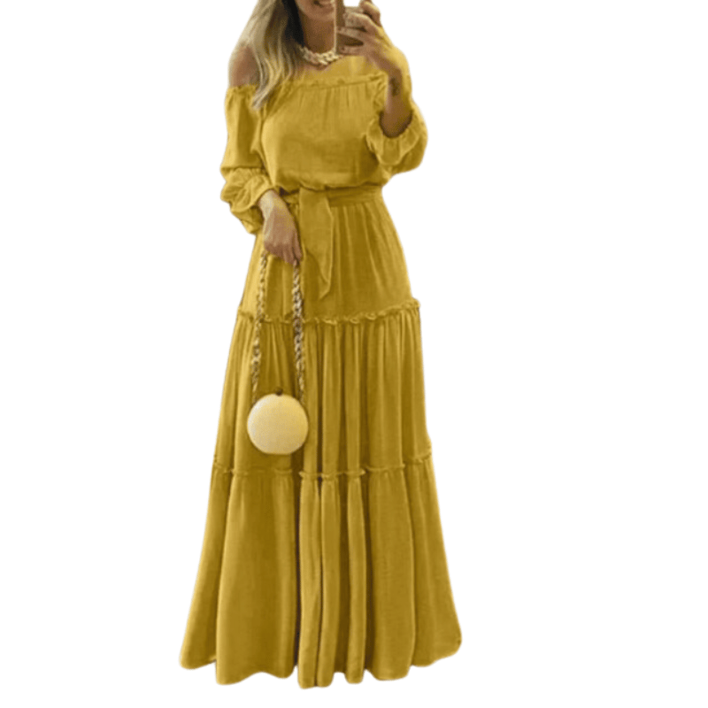 Vestido Maxi Longo Feminino Amarelo - Vilumagazine