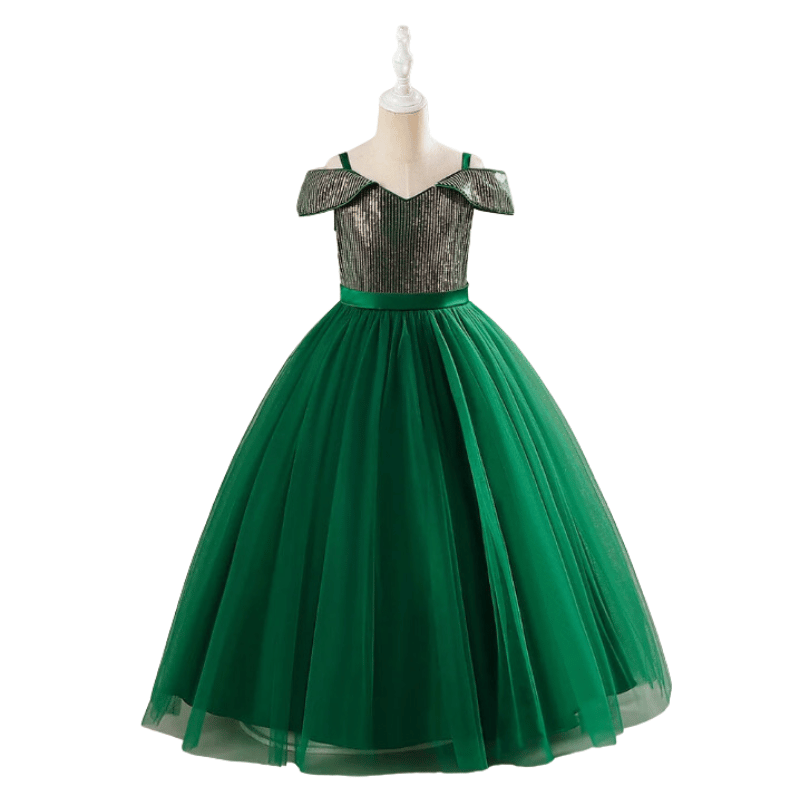 Vestidos de Festa Longo com Lantejoulas de Princesa Verde Escuro - Vilumagazine