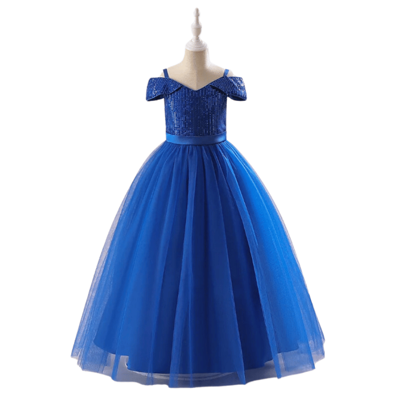 Vestidos de Festa Longo com Lantejoulas de Princesa Azul - Vilumagazine