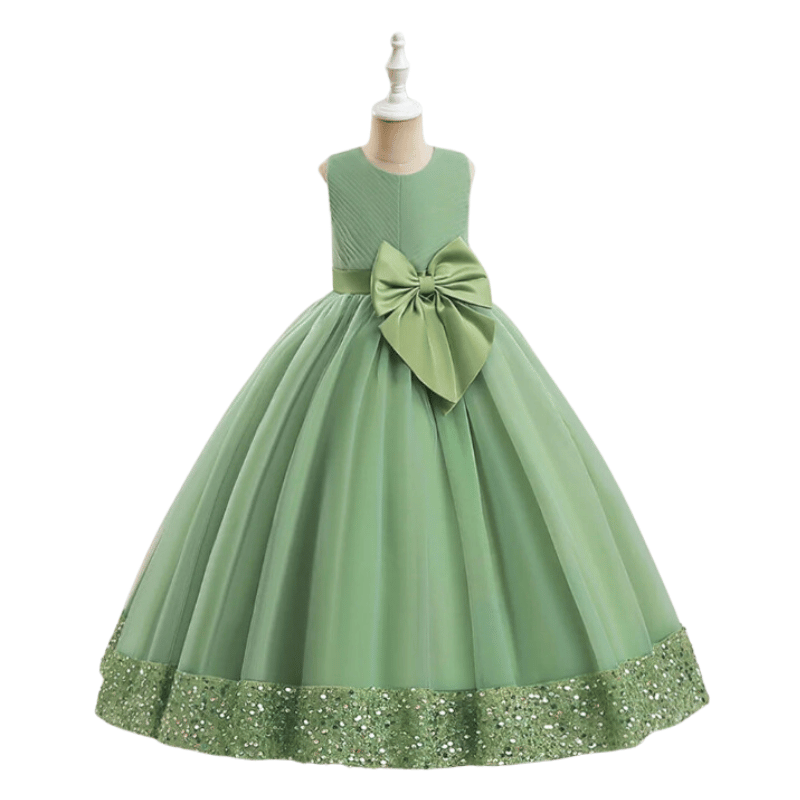 Vestido de Princesa Fofinho com Lantejoulas Verde Claro - Vilumagazine