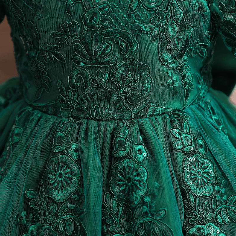 Vestido Infantil com Laço nas Costas Para Festa Luxo Verde - Vilumagazine