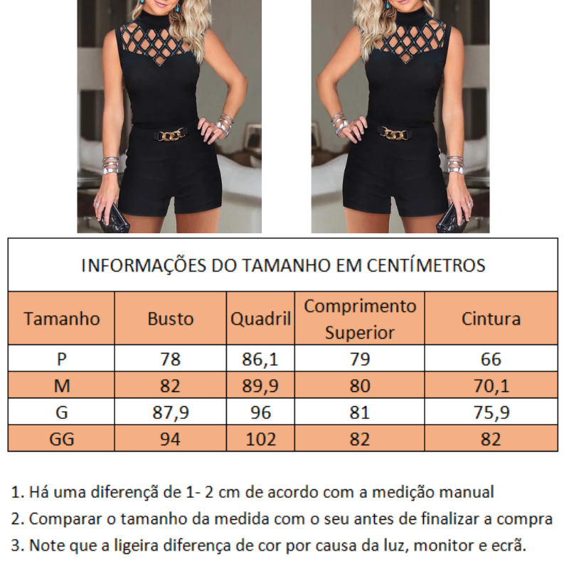 Macacão Feminino Verão Curto Preto - Vilumagazine