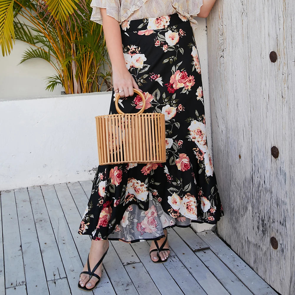 Saia Floral Plus Size Estilo Verão - Vilumagazine