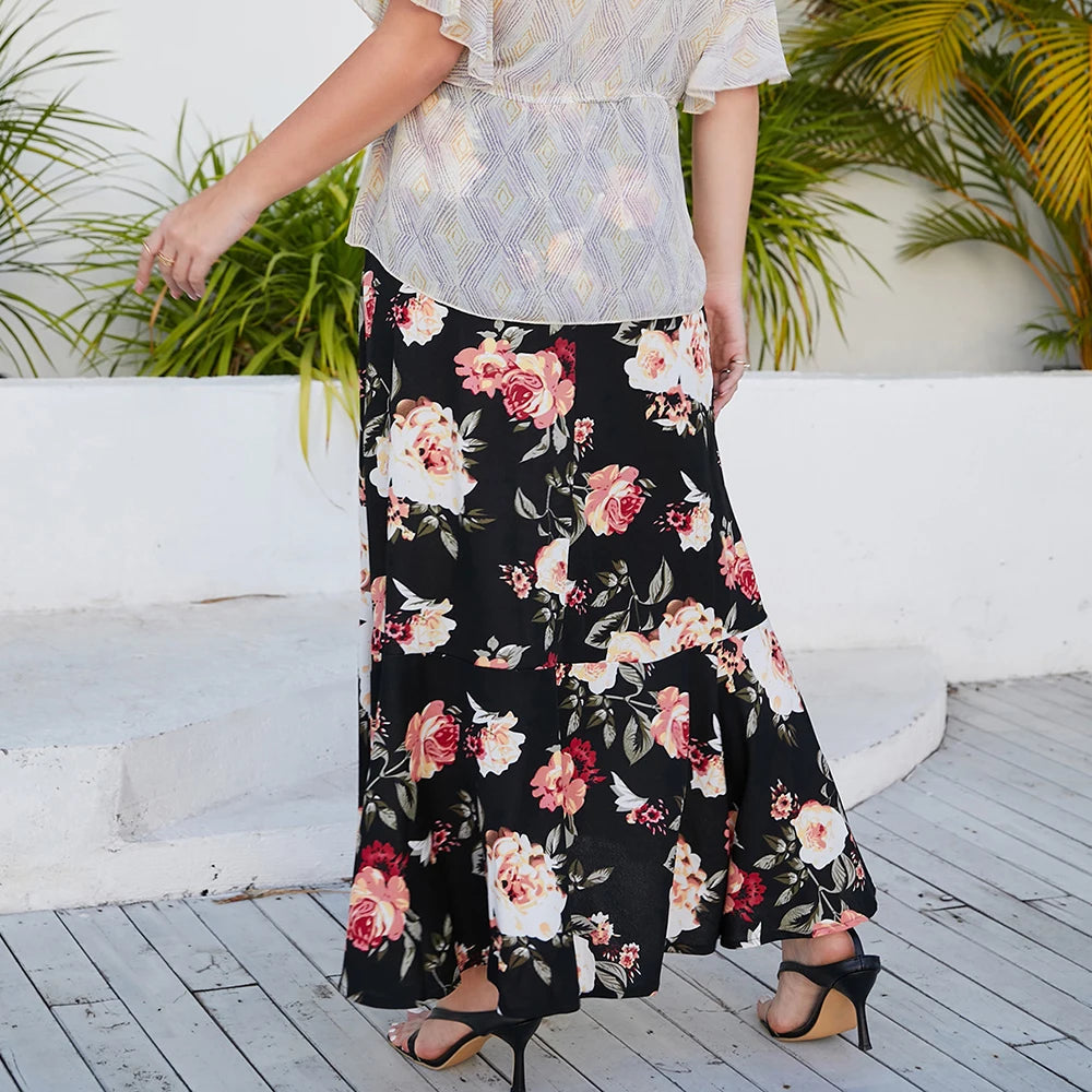 Saia Floral Plus Size Estilo Verão - Vilumagazine