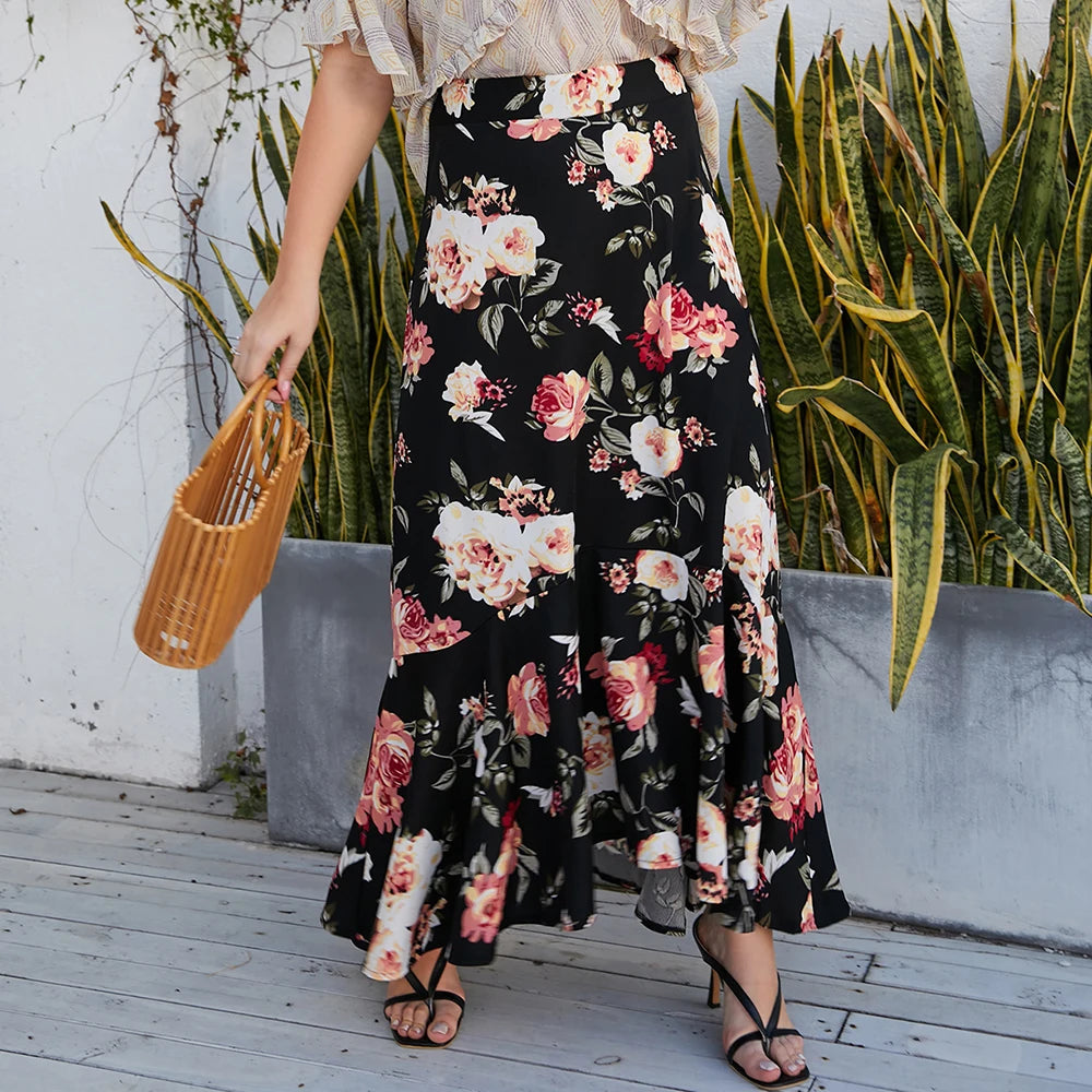 Saia Floral Plus Size Estilo Verão - Vilumagazine