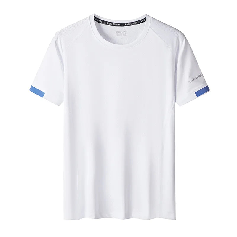 Camiseta Esportiva de Secagem Rápida Masculina Plus Size - Branca - Vilumagazine